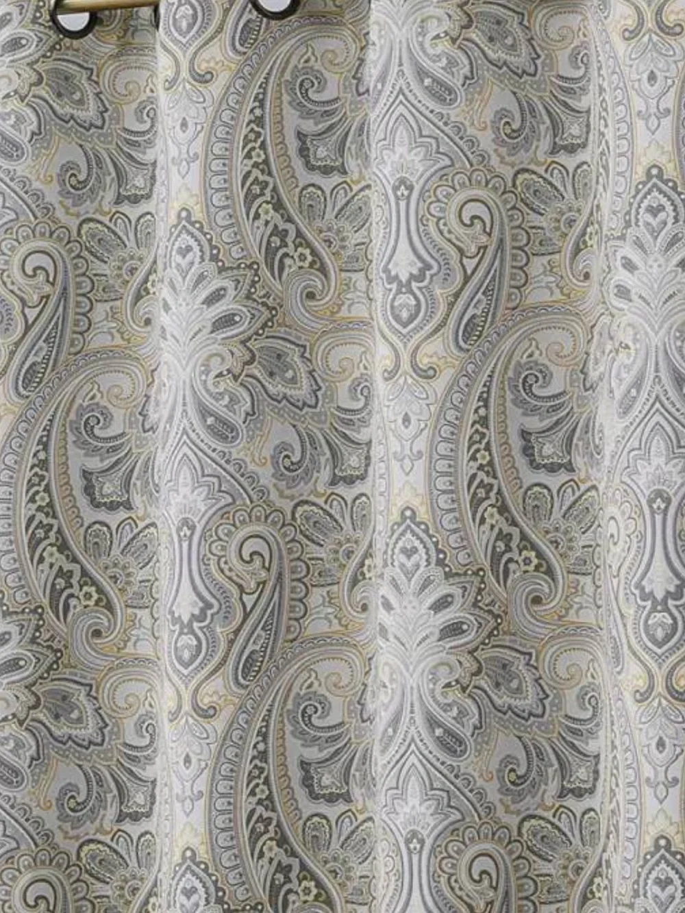 Paisley Silk-Feel Scarf in Gray and Gold